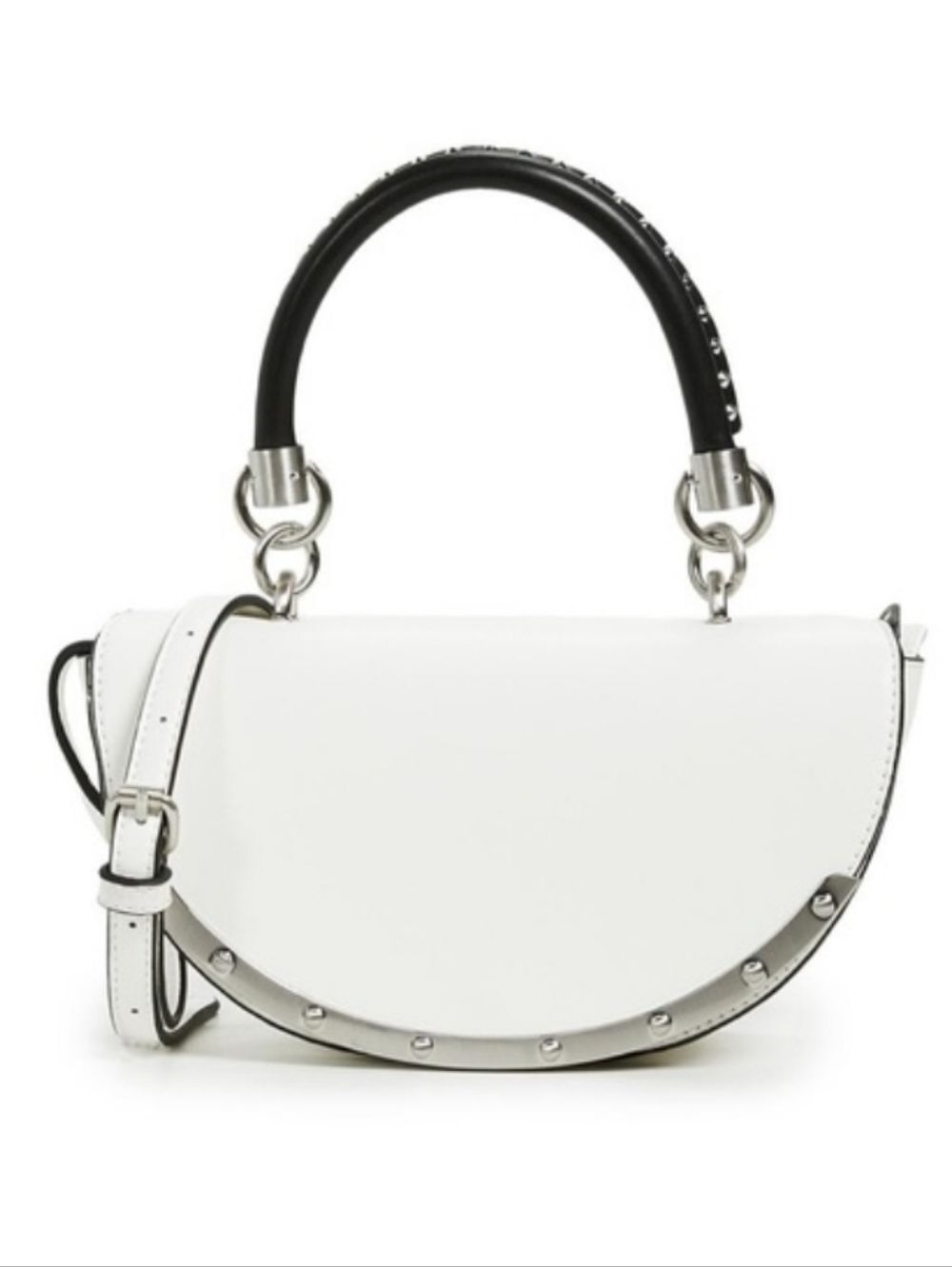 Sam Edelman Dinah Half Moon White Small Edgy Handheld Crossbody Bag